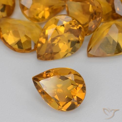 9,17 ctw natürlicher Tiefes Orange-Gold Citrin, Birnenform, VS