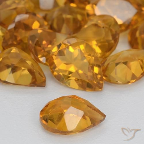 9,17 ctw natürlicher Tiefes Orange-Gold Citrin, Birnenform, VS