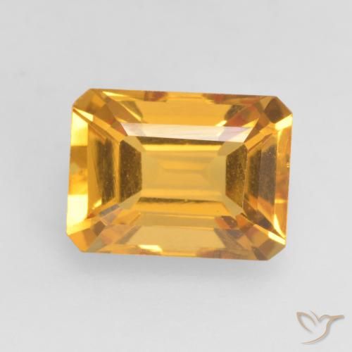 1.70ct Natürlicher Mittel-Helles Orange-Gold Citrin, Smaragdschliff, VVS-VS