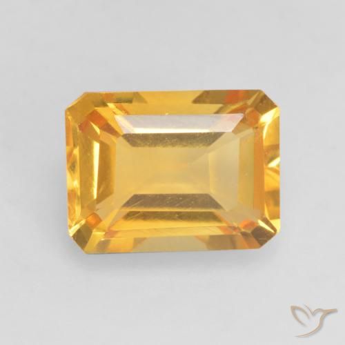 1.57ct Natürlicher Dunkelgolden Citrin, Smaragdschliff, VVS-VS