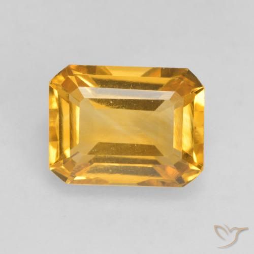 1.54ct Natürlicher Dunkelgolden Citrin, Smaragdschliff, VVS-VS