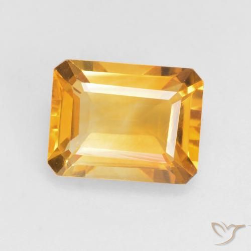 1.54ct Natürlicher Dunkelgolden Citrin, Smaragdschliff, VVS-VS