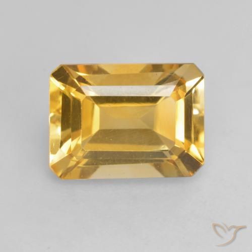 1.53ct Natürlicher Mittelgold Citrin, Smaragdschliff, VVS-VS