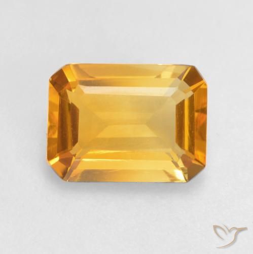 1.22ct Natürlicher Dunkelgolden Citrin, Smaragdschliff, VVS-VS