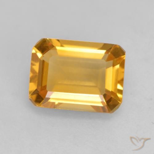 1.52ct Natürlicher Tiefes Goldorange Citrin, Smaragdschliff, VVS-VS