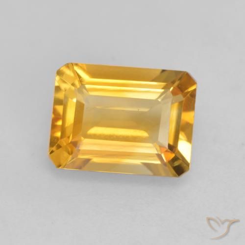 1.44ct Natürlicher Tiefes Goldorange Citrin, Smaragdschliff, VVS-VS