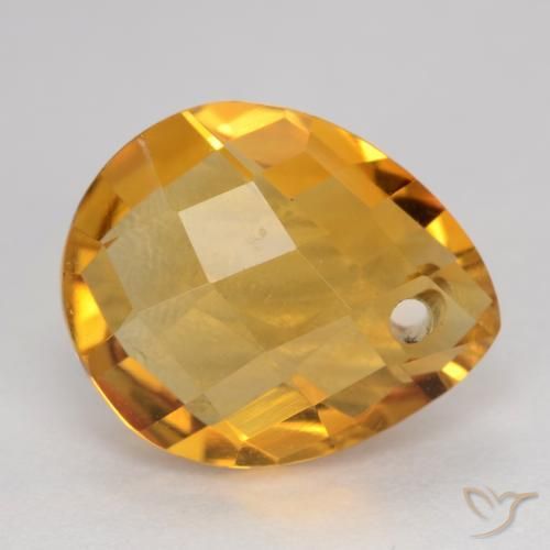 9,17 ctw natürlicher Tiefes Orange-Gold Citrin, Birnenform, VVS-VS