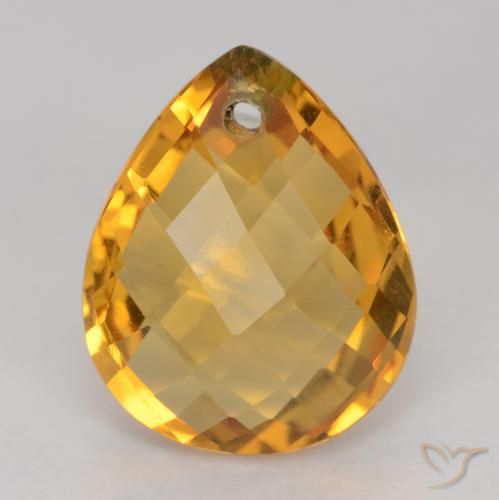 3.39ct Natürlicher Dunkelgolden Citrin, Birnenform, VVS-VS