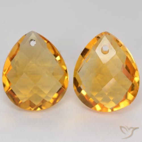 7.39ctw Natürlicher Tiefes Goldorange Citrin, Birnenform, VVS-VS