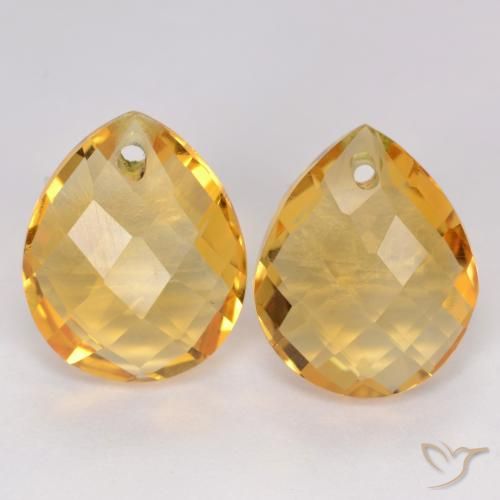 7.32ctw Natürlicher Tiefes Goldorange Citrin, Birnenform, VVS-VS