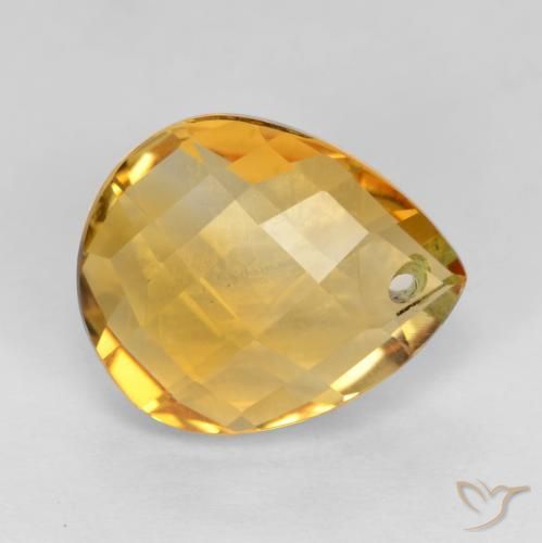9,17 ctw natürlicher Tiefes Goldorange Citrin, Birnenform, VVS-VS