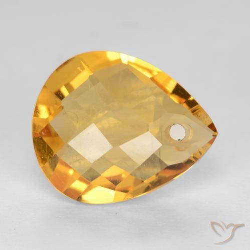 9,17 ctw natürlicher Tiefes Goldorange Citrin, Birnenform, VVS-VS