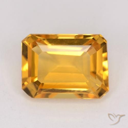 1.32ct Natürlicher Orange-Gold Citrin, Smaragdschliff, VVS-VS