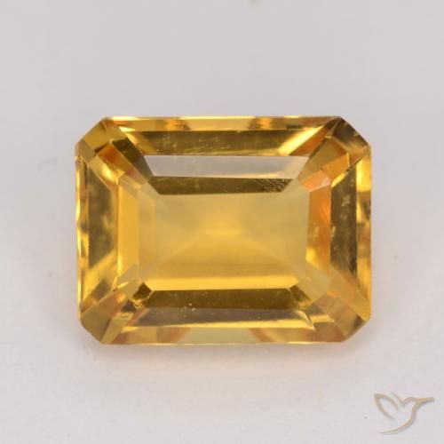 1.47ct Natürlicher Dunkelgolden Citrin, Smaragdschliff, VVS-VS