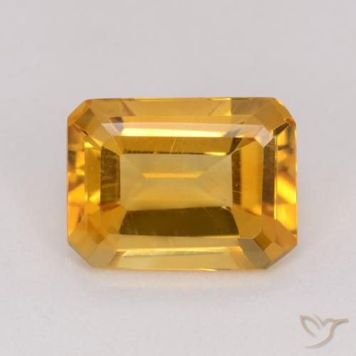 1.20ct Natürlicher Tiefes Goldorange Citrin, Smaragdschliff, VVS-VS