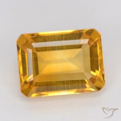 1.57ct Natürlicher Dunkelgolden Citrin, Smaragdschliff, VVS-VS