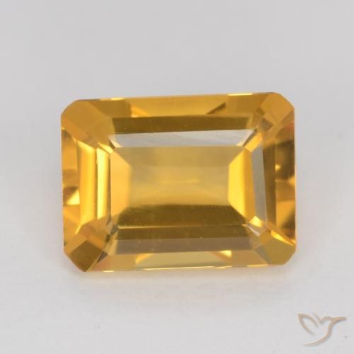 1.24ct Natürlicher Tiefes Goldorange Citrin, Smaragdschliff, VVS-VS