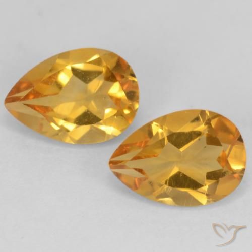 1.39ctw Natürlicher Tiefes Goldorange Citrin, Birnenform, VVS-VS