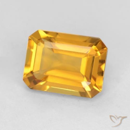 1.44ct Natürlicher Tiefes Goldorange Citrin, Smaragdschliff, VVS-VS