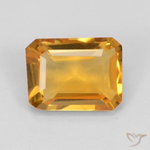 1.37ct Natürlicher Mittelorange Citrin, Smaragdschliff, VVS-VS