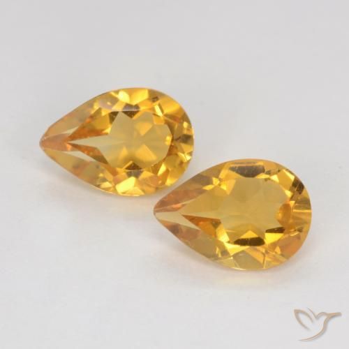 1.18ctw Natürlicher Tiefes Goldorange Citrin, Birnenform, VVS-VS