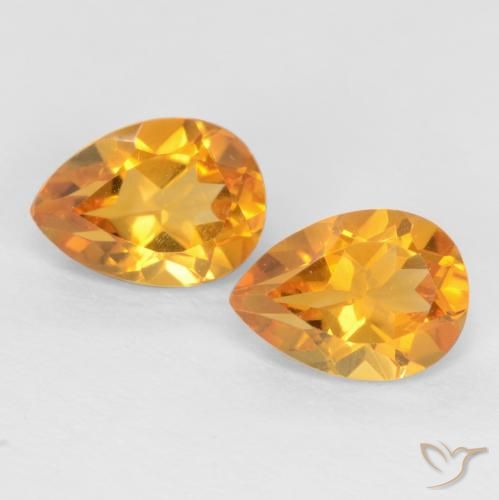 1.39ctw Natürlicher Tiefes Orange-Gold Citrin, Birnenform, VVS-VS