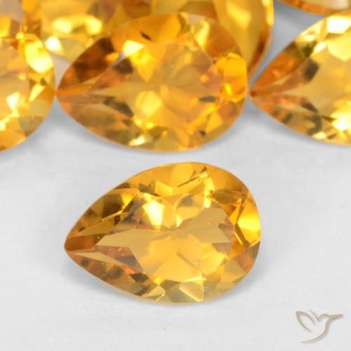 0.65ct Natürlicher Orange-Gold Citrin, Birnenform, VS