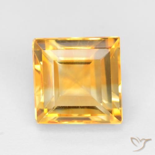 3.69ct Natürlicher Mittel-Helles Orange-Gold Citrin, Quadrat, VS