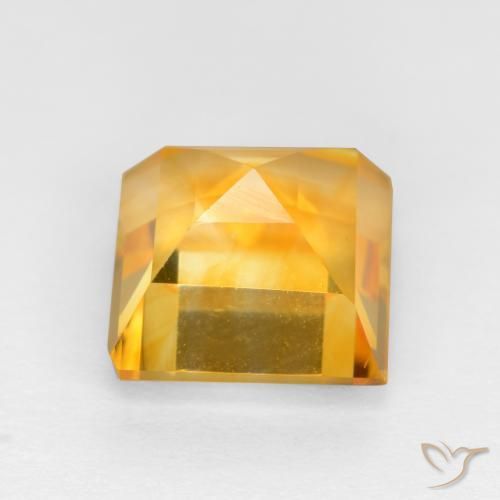 9,17 ctw natürlicher Mittel-Helles Orange-Gold Citrin, Quadrat, VS