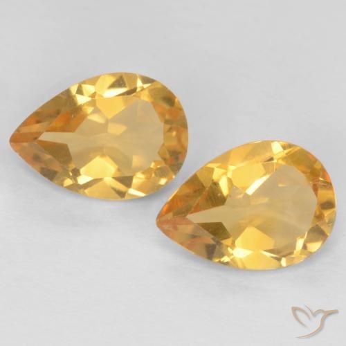 1.16ctw Natürlicher Tiefes Goldorange Citrin, Birnenform, VVS-VS