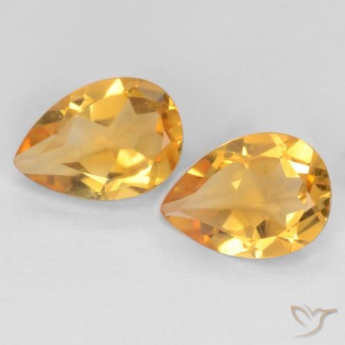 1.18ctw Natürlicher Tiefes Goldorange Citrin, Birnenform, VVS-VS