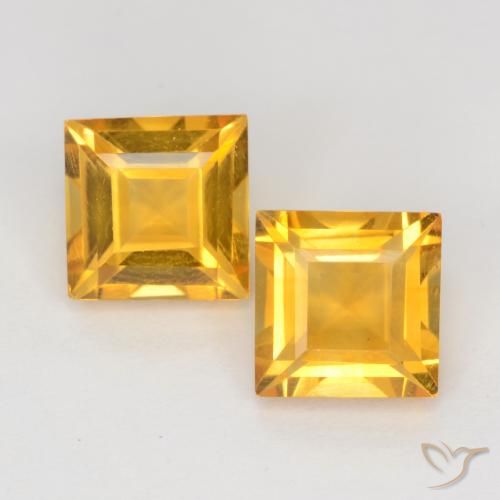 2.14ctw Natürlicher Mittel-Helles Orange-Gold Citrin, Quadrat, VS