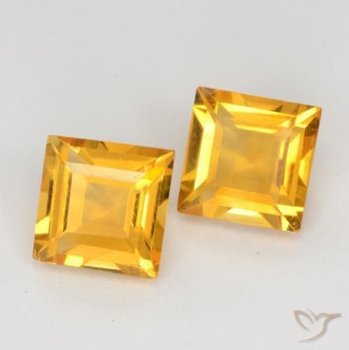 2.14 ct natürliche Mittel-Helles Orange-Gold Citrin-Edelsteine, Quadrat, VS