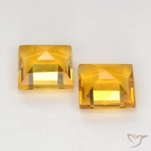 2.14 ct natürliche Mittel-Helles Orange-Gold Citrin-Edelsteine, Quadrat, VS