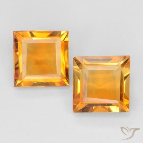 1.62ctw Natürlicher Mittelorange Citrin, Quadrat, VS