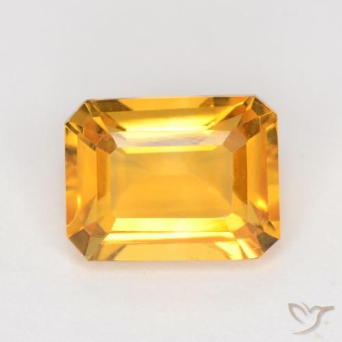 1.66ct Natürlicher Mittelgold Citrin, Smaragdschliff, VVS-VS