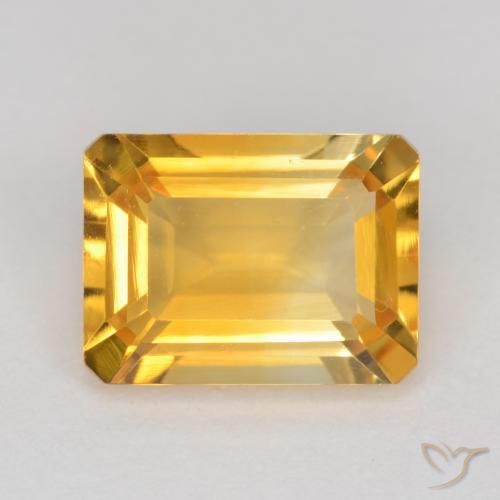 1.47ct Natürlicher Mittelgold Citrin, Smaragdschliff, VS