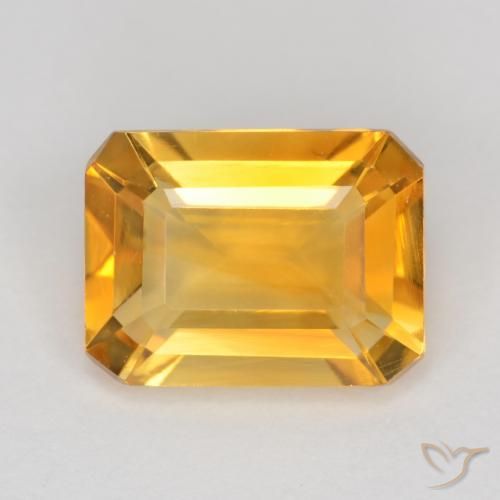 1.45ct Natürlicher Tiefes Goldorange Citrin, Smaragdschliff, VS