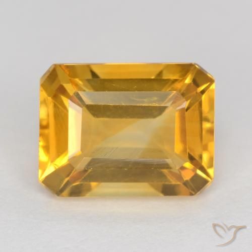 1.57ct Natürlicher Tiefes Goldorange Citrin, Smaragdschliff, VS