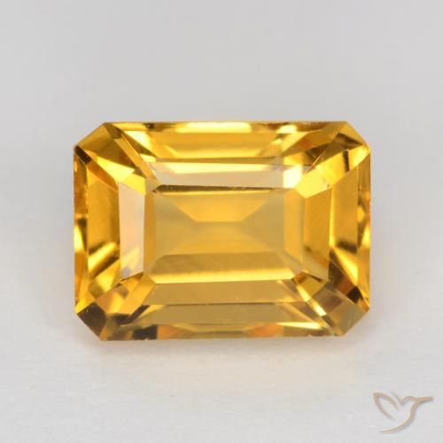 1.67ct Natürlicher Tiefes Goldorange Citrin, Smaragdschliff, VS