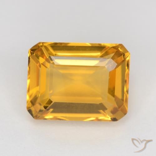 1.65ct Natürlicher Tiefes Goldorange Citrin, Smaragdschliff, VS