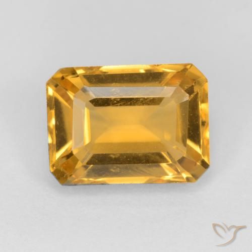 1.58ct Natürlicher Tiefes Goldorange Citrin, Smaragdschliff, VVS-VS