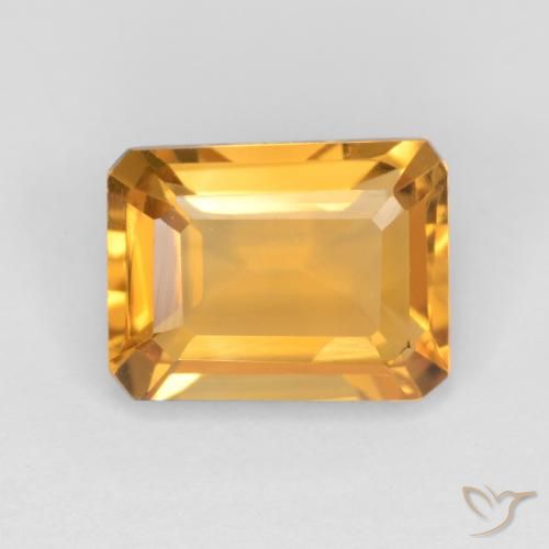 1.43ct Natürlicher Dunkelgolden Citrin, Smaragdschliff, VVS-VS