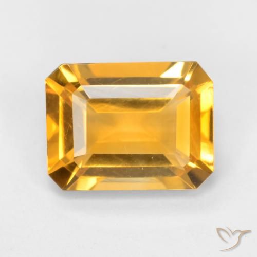 1.58ct Natürlicher Tiefes Goldorange Citrin, Smaragdschliff, VVS-VS