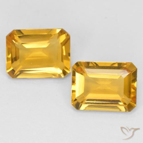 2.82ctw Natürlicher gold-orange Citrin, Smaragdschliff, VS