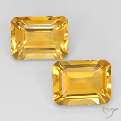 3.09ctw Natürlicher Mittelgold Citrin, Smaragdschliff, VVS-VS