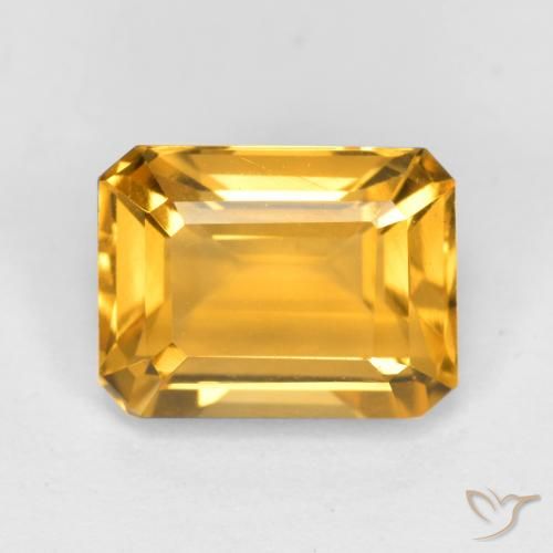 1.73ct Natürlicher Mittelgold Citrin, Smaragdschliff, VS