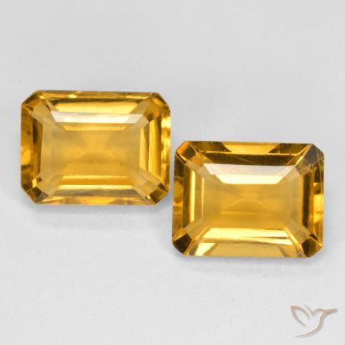 2.93ctw Natürlicher Mittel Orange-Gold Citrin, Smaragdschliff, VS