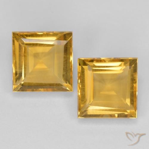 3.21ctw Natürlicher Tiefes Goldorange Citrin, Quadrat, VS
