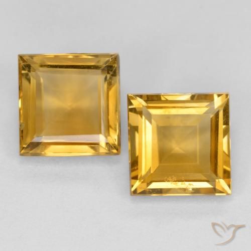 3.16ctw Natürlicher Tiefes Goldorange Citrin, Quadrat, VS